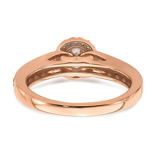 14k Rose Gold Halo Plus (Holds 1/3 carat (4.5mm) Round Center) 3/8 carat Diamond Semi-mount Engagement Ring