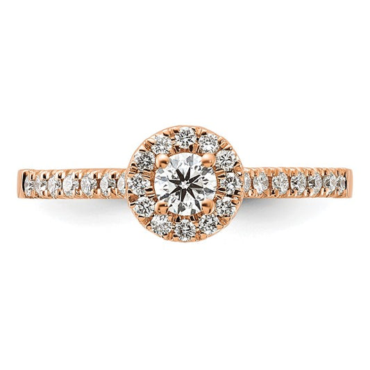 14K Rose Gold Eternal Promise Lab Grown Diamond Halo Complete Ring