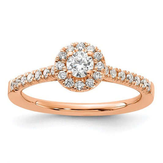 14K Rose Gold Eternal Promise Lab Grown Diamond Halo Complete Ring