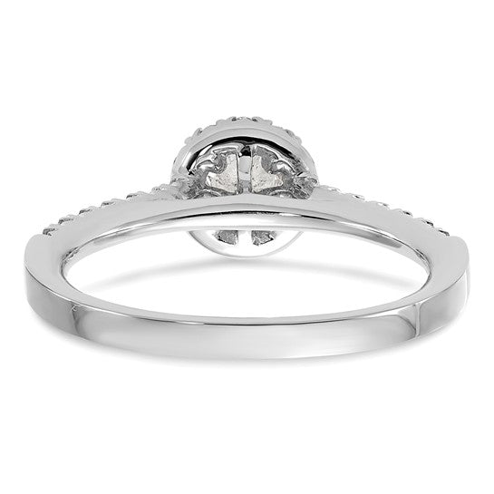 14K White Gold Eternal Promise Lab Grown Diamond Halo Complete Ring