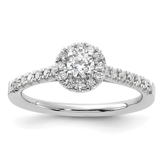 14K White Gold Eternal Promise Lab Grown Diamond Halo Complete Ring