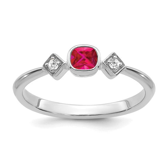 14k White Gold Ruby and Diamond Ring