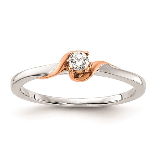 First Promise 14k White and Rose Gold 1/10 carat Round Diamond Complete Promise/Engagement Ring