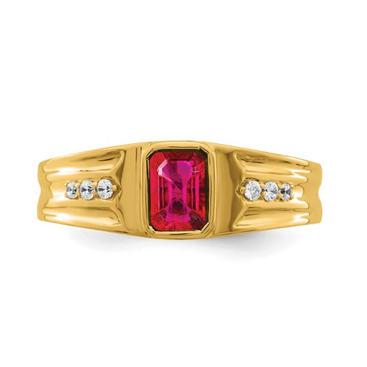 14k Ruby and Diamond Mens Ring