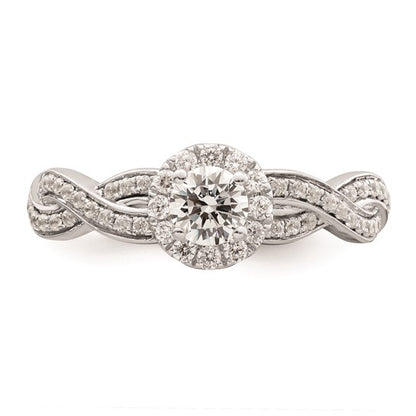 14k White Gold Halo Plus 3/8 carat Diamond Complete Engagement Ring