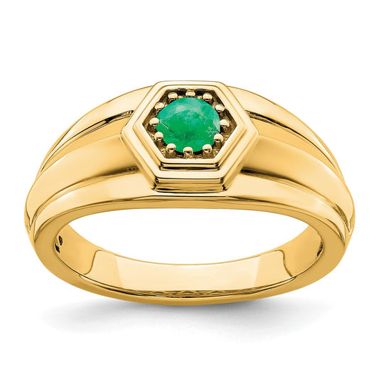 14k Emerald Mens Ring