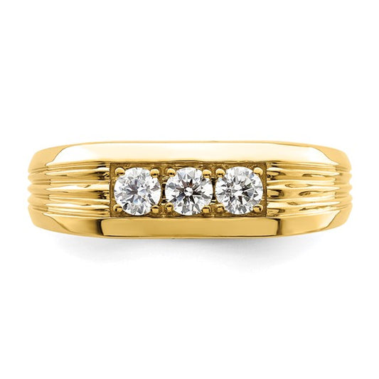 14K 3-Stone 1/2 carat Diamond Complete Men's Ring