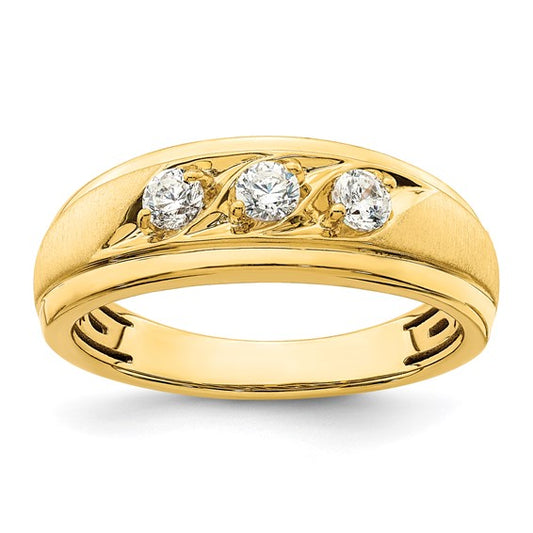 14K 3-Stone 3/8 carat Diamond Complete Men's Ring