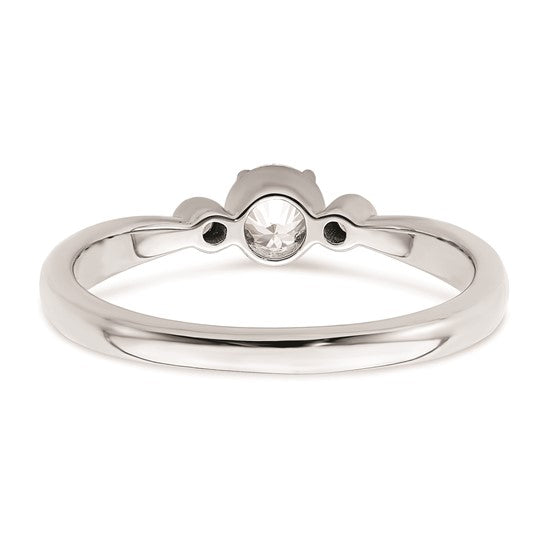 14k White Gold Beaded Edge Petite 3-Stone 1/4 carat Round Diamond Complete Promise/Engagement Ring