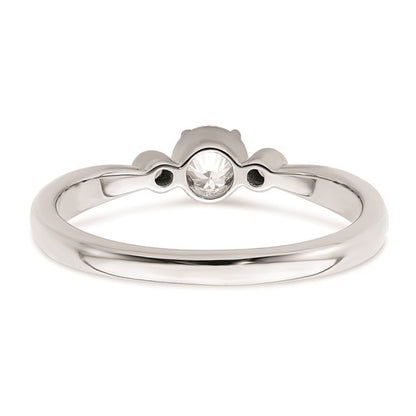 14k White Gold Beaded Edge Petite 3-Stone 1/4 carat Round Diamond Complete Promise/Engagement Ring