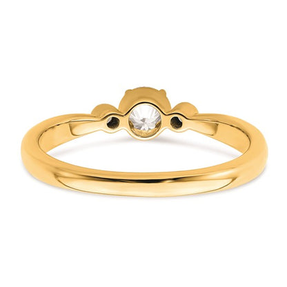 14k Beaded Edge Petite 3-Stone 1/4 carat Round Diamond Complete Promise/Engagement Ring