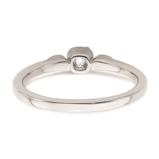 14k White Gold Rope Edge Petite 1/15 carat Cushion-cut Diamond Complete Promise/Engagement Ring