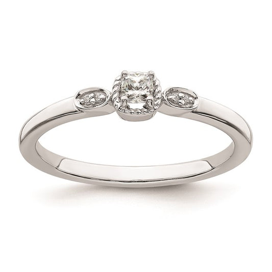 14k White Gold Rope Edge Petite 1/15 carat Cushion-cut Diamond Complete Promise/Engagement Ring