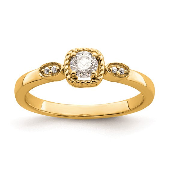 14k Rope Edge Petite 1/4 carat Round Diamond Complete Promise/Engagement Ring