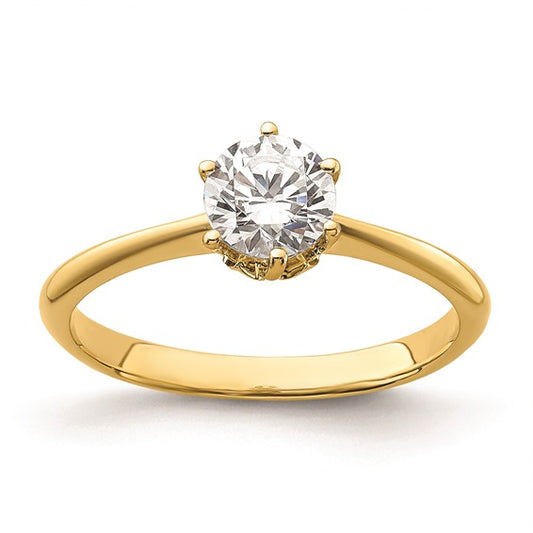 14k (Holds 3/4 carat (5.80 mm) Round) 4-Prong with .02 carat Diamond Leaf Design Semi-Mount Engagement Ring