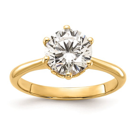 14k (Holds 2 carat (8.20 mm) Round) 4-Prong with 1/20 carat Diamond Leaf Design Semi-Mount Engagement Ring