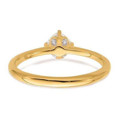14k (Holds 1/2 carat (4.90 mm) Cushion-cut) 4-Prong with .02 carat Diamond Leaf Design Semi-Mount Engagement Ring