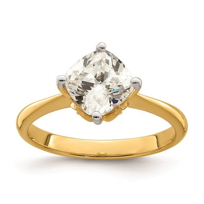 14k (Holds 2 carat (7.60 mm) Cushion-cut) 4-Prong with 1/15 carat Diamond Leaf Design Semi-Mount Engagement Ring