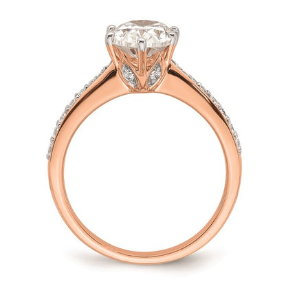 14k Rose Gold Leaf Design (Holds 1.5 carat (9.2x6.9mm) Oval Center) 1/5 carat Diamond Semi-Mount Engagement Ring