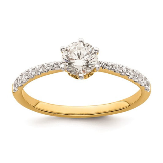 14k (Holds 3/4 carat (5.80 mm) Round) 4-Prong with .02 carat Diamond Leaf Design Semi-Mount Engagement Ring