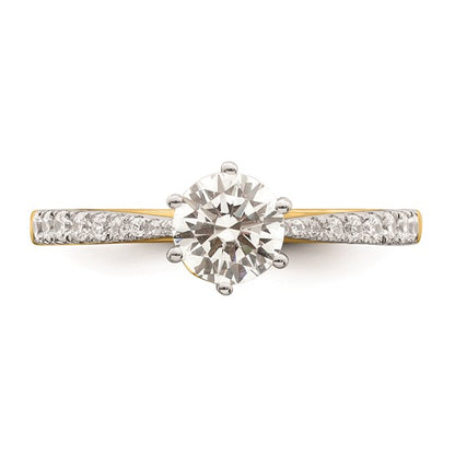 14k Gold Leaf Design (Holds 3/4 carat (5.8mm) Round Center) 1/4 carat Diamond Semi-Mount Engagement Ring