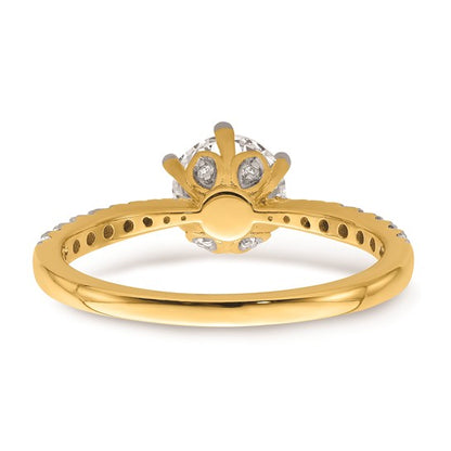 14k Gold Leaf Design (Holds 1 carat (6.5mm) Round Center) 1/4 carat Diamond Semi-Mount Engagement Ring
