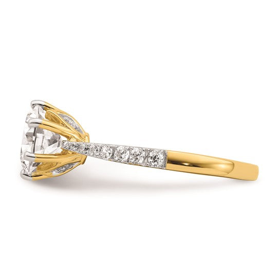 14k Gold Leaf Design (Holds 1.5 carat (7.5mm) Round Center) 1/3 carat Diamond Semi-Mount Engagement Ring