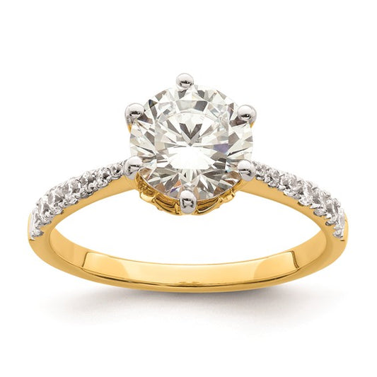 14k Gold Leaf Design (Holds 1.5 carat (7.5mm) Round Center) 1/3 carat Diamond Semi-Mount Engagement Ring