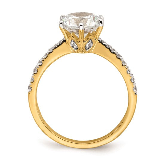 14k Gold Leaf Design (Holds 2 carat (8.2mm) Round Center) 1/3 carat Diamond Semi-Mount Engagement Ring