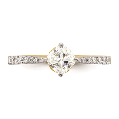 14k Leaf Design (Holds 3/4 carat (5.4mm) Cushion Center) 1/4 carat Diamond Semi-Mount Engagement Ring