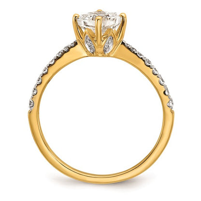 14k Leaf Design (Holds 1 carat (6.00mm) Cushion Center) 1/4 carat Diamond Semi-Mount Engagement Ring