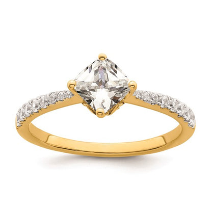 14k Leaf Design (Holds 1 carat (6.00mm) Cushion Center) 1/4 carat Diamond Semi-Mount Engagement Ring