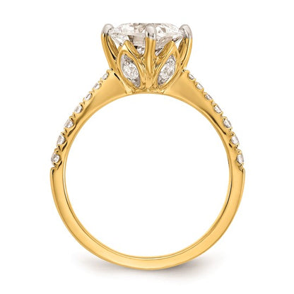 14k Leaf Design (Holds 2 carat (7.6mm) Cushion Center) 1/3 carat Diamond Semi-Mount Engagement Ring