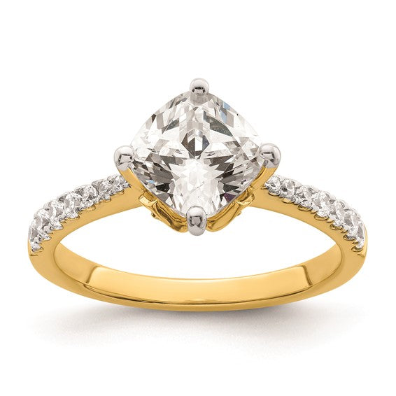 14k Leaf Design (Holds 2 carat (7.6mm) Cushion Center) 1/3 carat Diamond Semi-Mount Engagement Ring