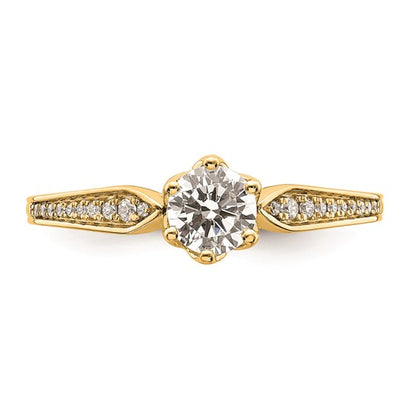 14k Gold (Holds 1/2 carat (5.2mm) Round Center) 1/15 carat Diamond Semi-Mount Engagement Ring