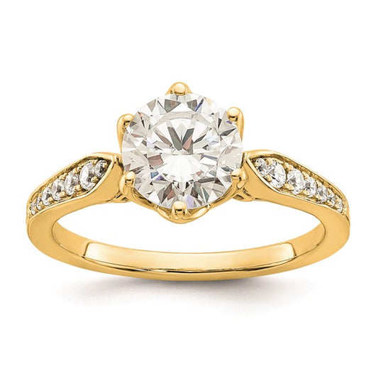 14k Gold (Holds 1.5 carat (7.5mm) Round Center) 1/6 carat Diamond Semi-Mount Engagement Ring