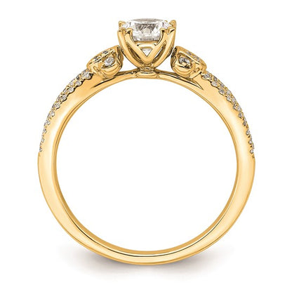 14k Split Shank (Holds 1/2 carat (5.2mm) Round Center) 1/6 carat Diamond Semi-Mount Engagement Ring