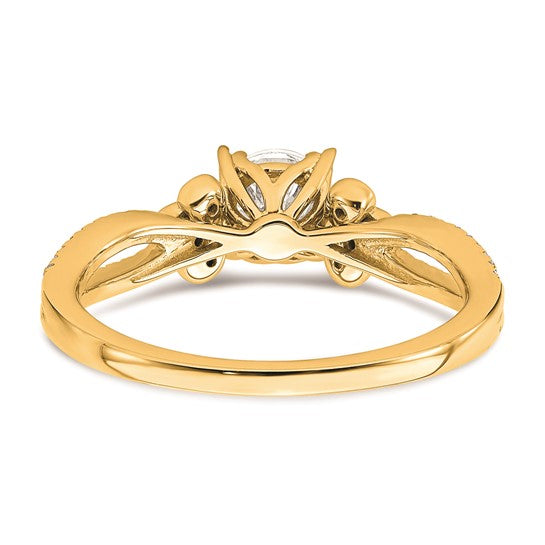 14k Split Shank (Holds 1/2 carat (5.2mm) Round Center) 1/6 carat Diamond Semi-Mount Engagement Ring