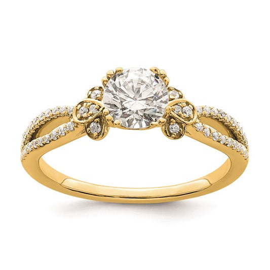 14k Split Shank (Holds 3/4 carat (5.8mm) Round Center) 1/6 carat Diamond Semi-Mount Engagement Ring