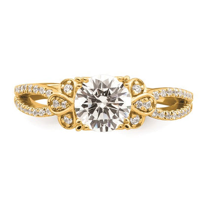 14k Split Shank (Holds 1 carat (6.5mm) Round Center) 1/6 carat Diamond Semi-Mount Engagement Ring