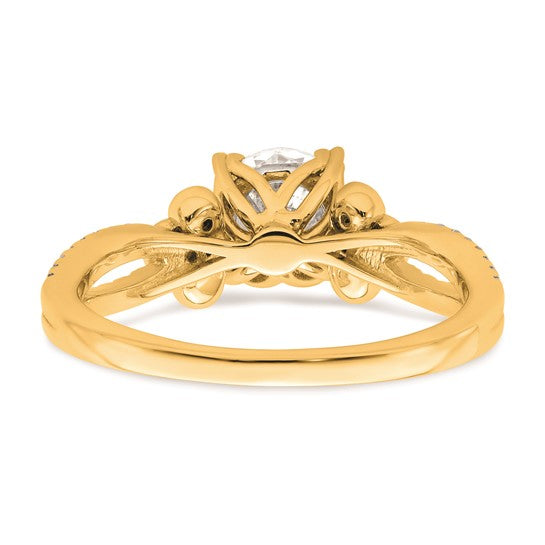 14k Split Shank (Holds 1 carat (6.5mm) Round Center) 1/6 carat Diamond Semi-Mount Engagement Ring