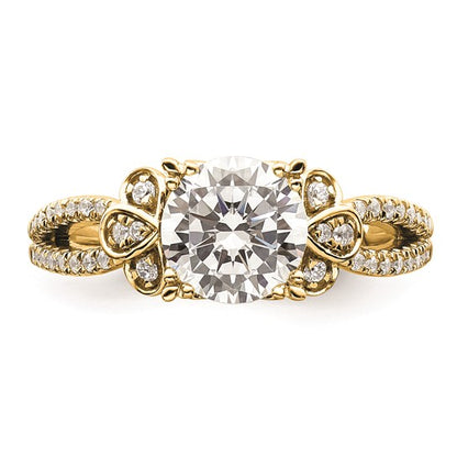 14k Split Shank (Holds 1.5 carat (7.5mm) Round Center) 1/4 carat Diamond Semi-Mount Engagement Ring