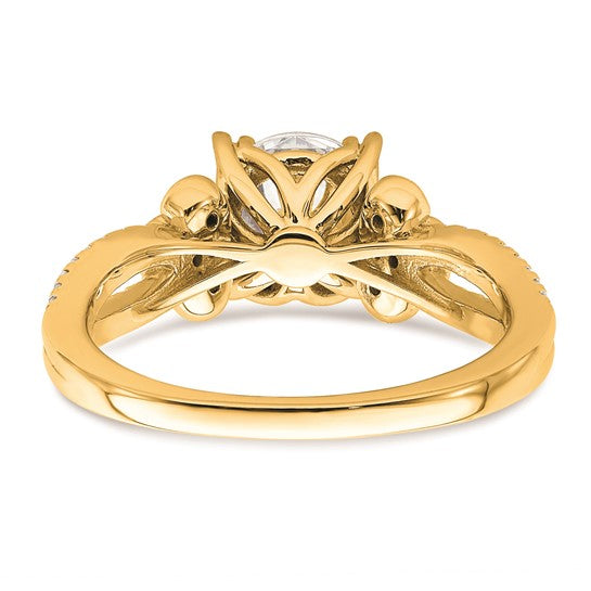 14k Split Shank (Holds 1.5 carat (7.5mm) Round Center) 1/4 carat Diamond Semi-Mount Engagement Ring