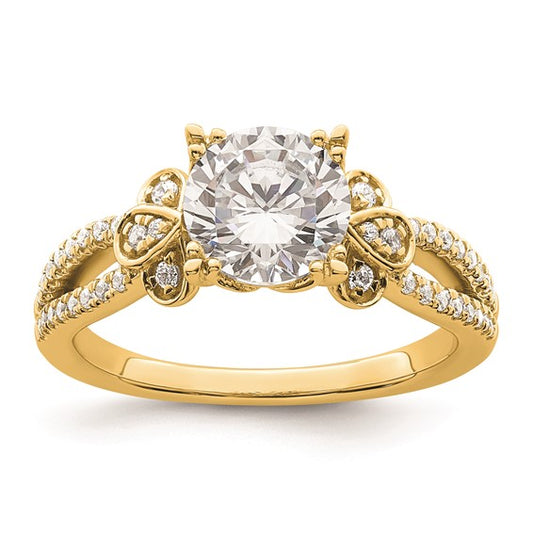 14k Split Shank (Holds 1.5 carat (7.5mm) Round Center) 1/4 carat Diamond Semi-Mount Engagement Ring