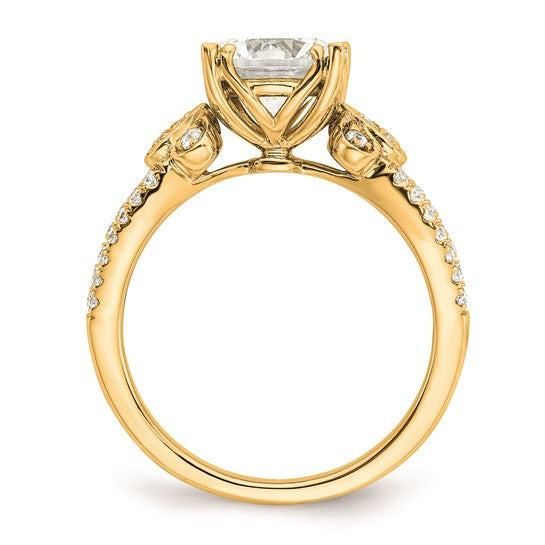 14k Split Shank (Holds 2 carat (8.2mm) Round Center) 1/4 carat Diamond Semi-Mount Engagement Ring