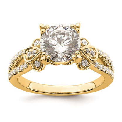 14k Split Shank (Holds 2 carat (8.2mm) Round Center) 1/4 carat Diamond Semi-Mount Engagement Ring