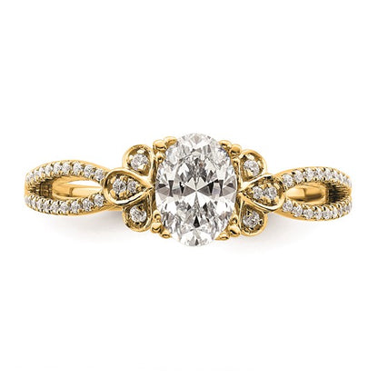 14k Split Shank (Holds 3/4 carat (7.1x5.4mm) Oval Center) 1/6 carat Diamond Semi-Mount Engagement Ring