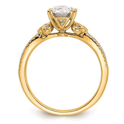 14k Split Shank (Holds 1 carat (8.00x6.1mm) Oval Center) 1/6 carat Diamond Semi-Mount Engagement Ring