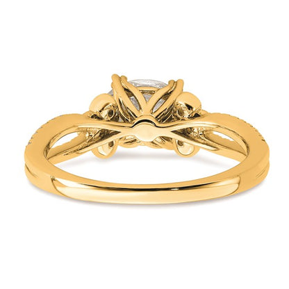 14k Split Shank (Holds 1 carat (8.00x6.1mm) Oval Center) 1/6 carat Diamond Semi-Mount Engagement Ring