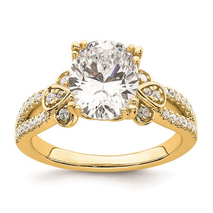 14k Split Shank (Holds 2 carat (10x7.5mm) Oval Center) 1/4 carat Diamond Semi-Mount Engagement Ring
